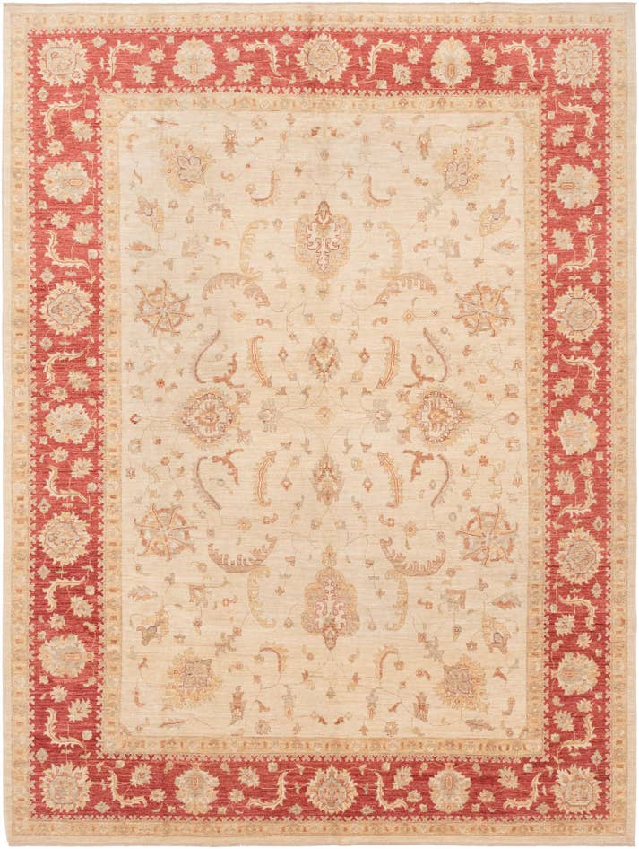 Detail image of 9' 11 x 12' 11 Hand Knotted Peshawar Ziegler Rug