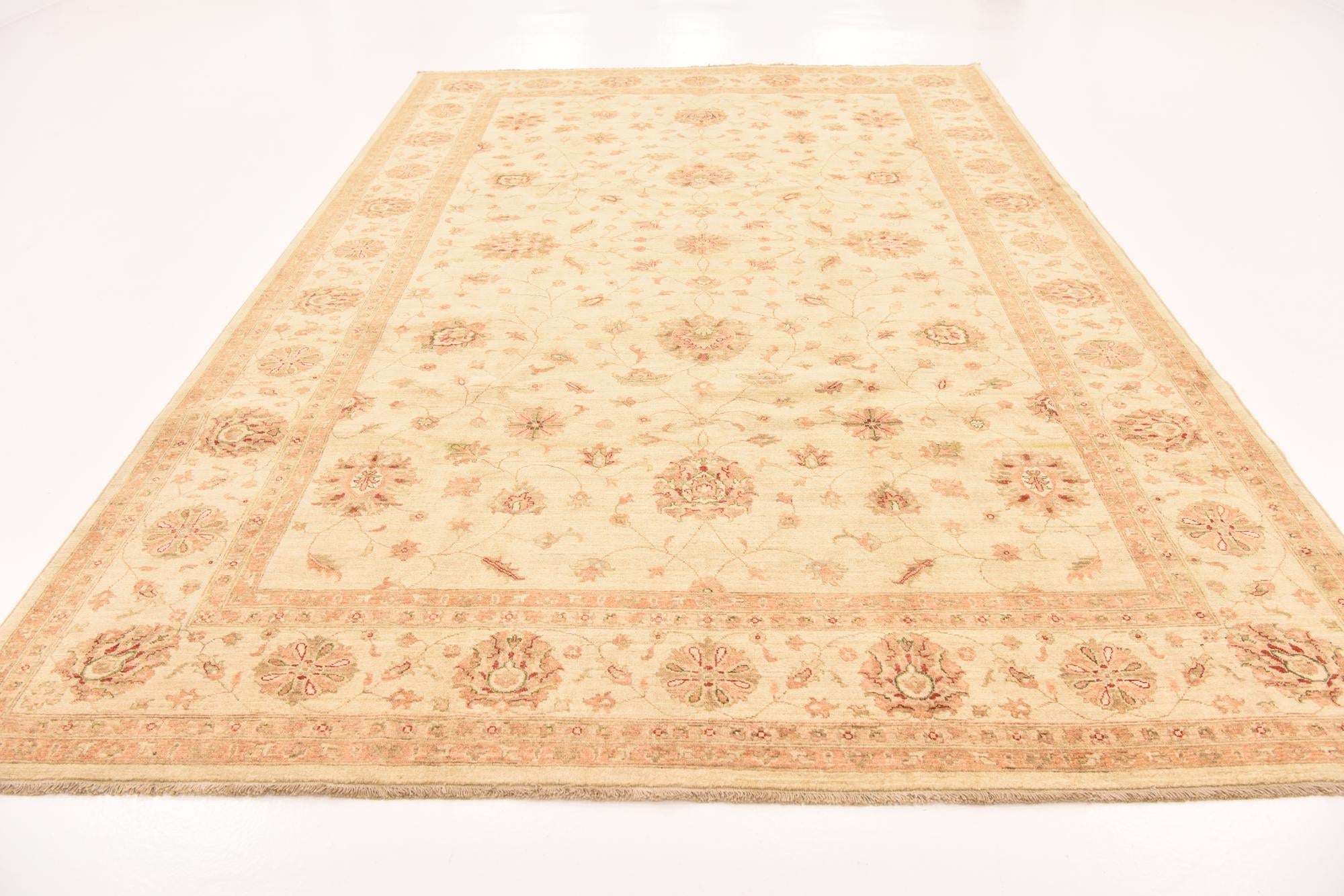 8' 3 x 12' 11 Hand Knotted Peshawar Ziegler Rug