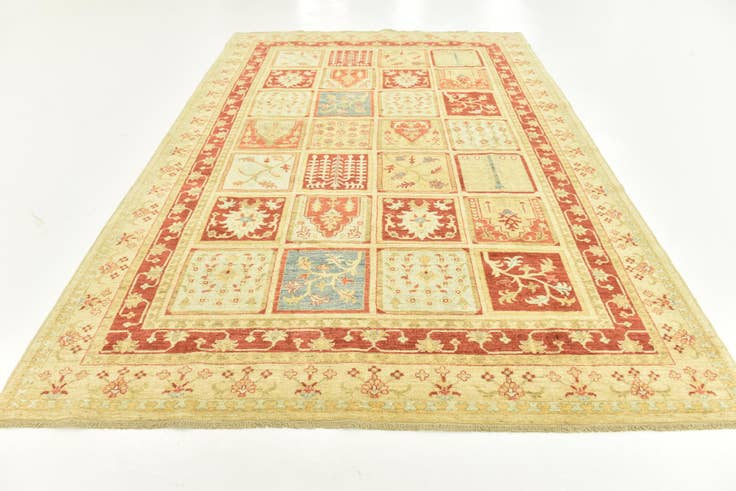 Detail image of 6' 8 x 10' Hand Knotted Peshawar Ziegler Rug