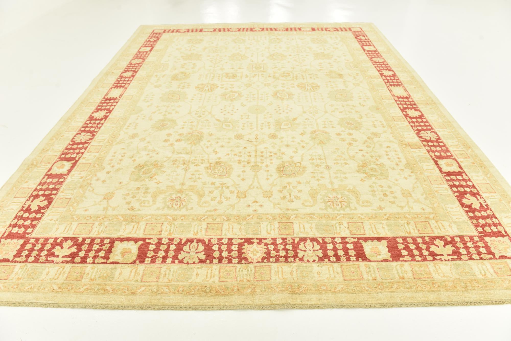 9' 9 x 12' 9 Hand Knotted Peshawar Ziegler Rug