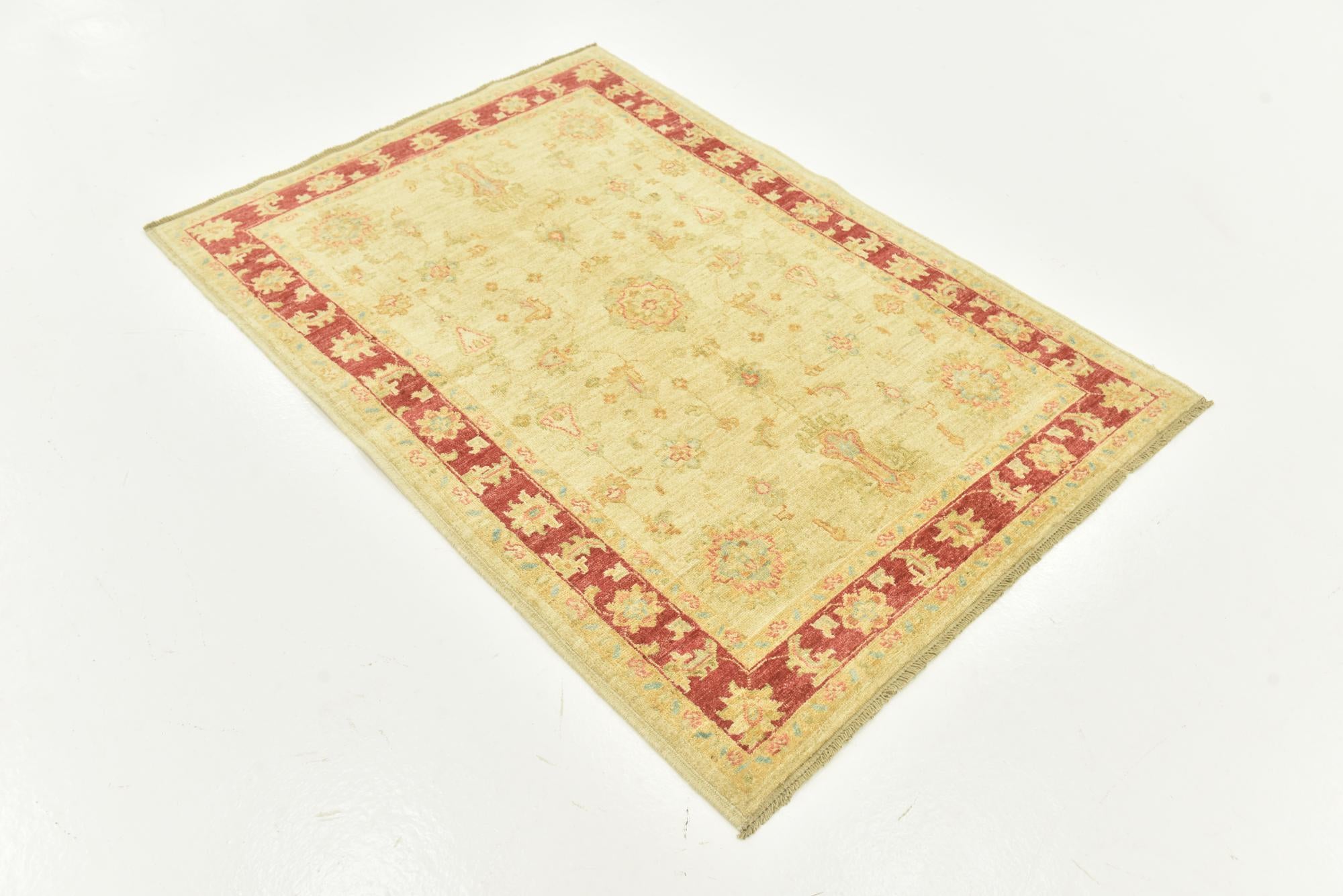 3' 5 x 4' 11 Hand Knotted Peshawar Ziegler Rug
