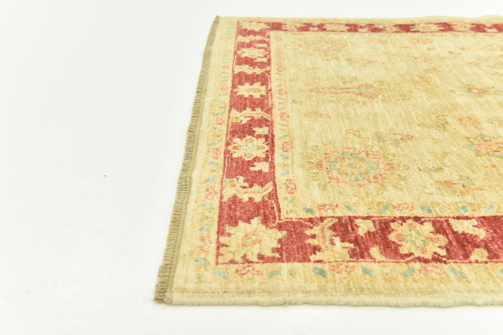 3' 5 x 4' 11 Hand Knotted Peshawar Ziegler Rug
