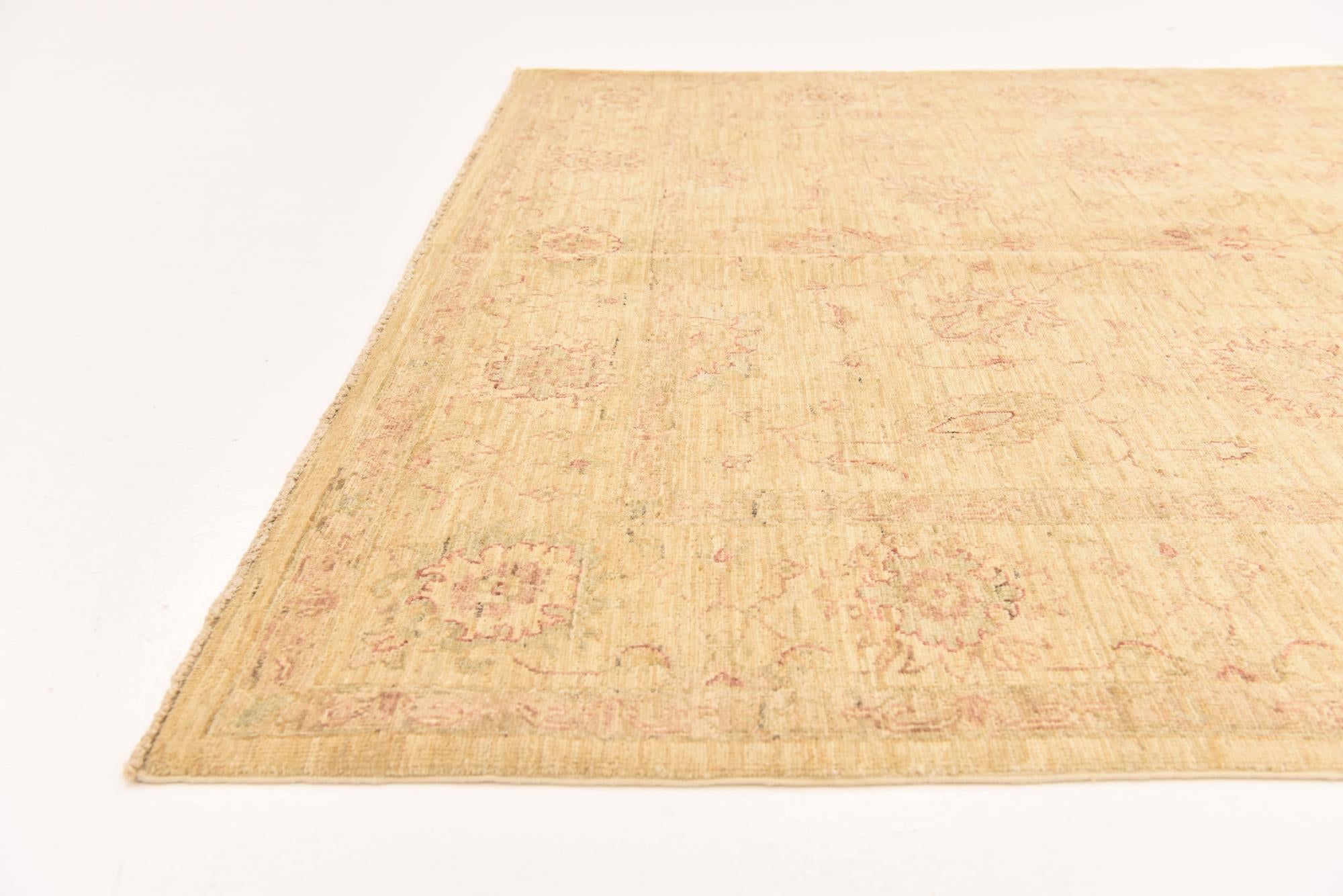 5' 8 x 7' 11 Hand Knotted Peshawar Ziegler Rug