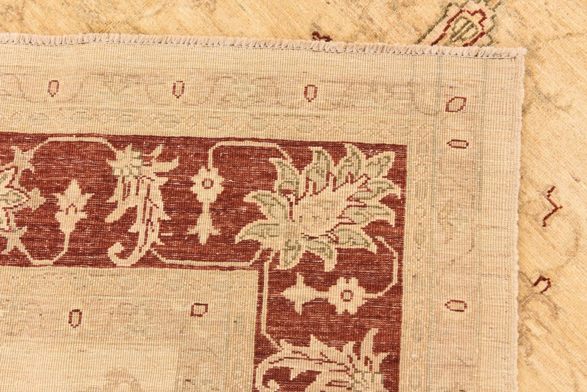 7' x 9' 9 Hand Knotted Peshawar Ziegler Rug
