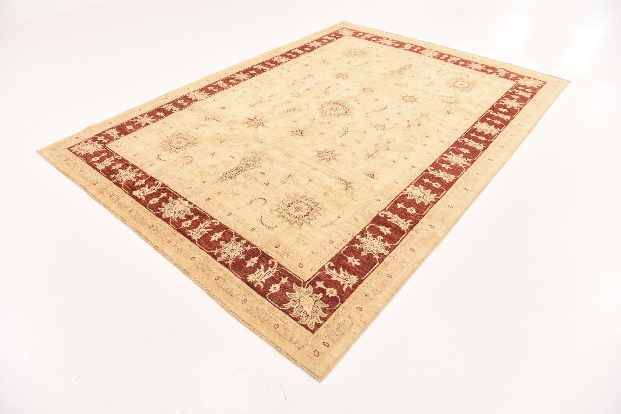 7' x 9' 9 Hand Knotted Peshawar Ziegler Rug