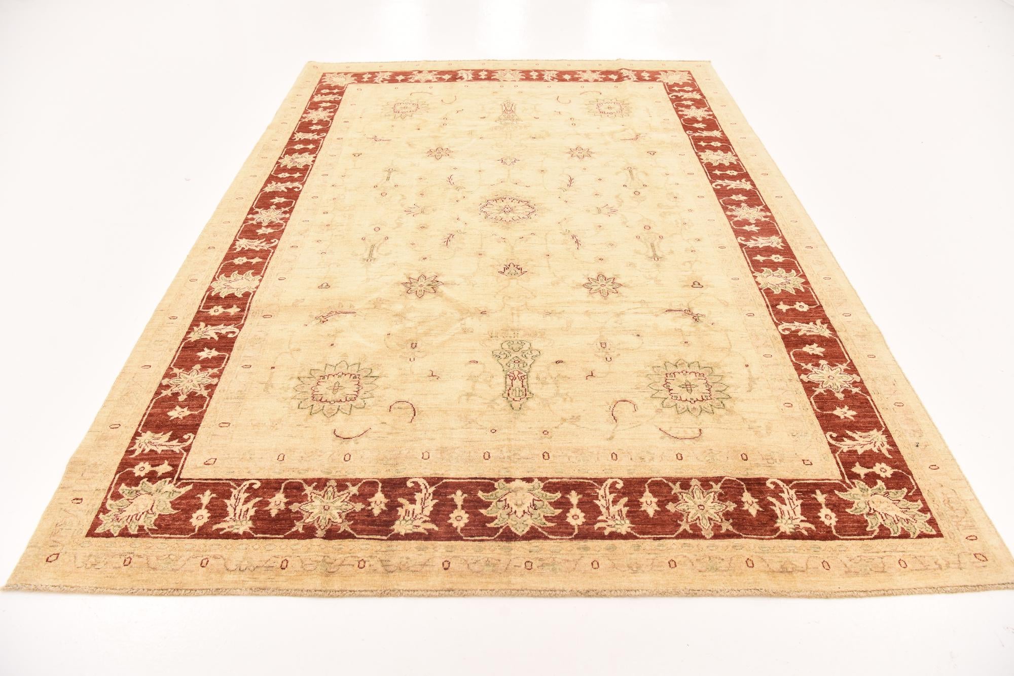 7' x 9' 9 Hand Knotted Peshawar Ziegler Rug