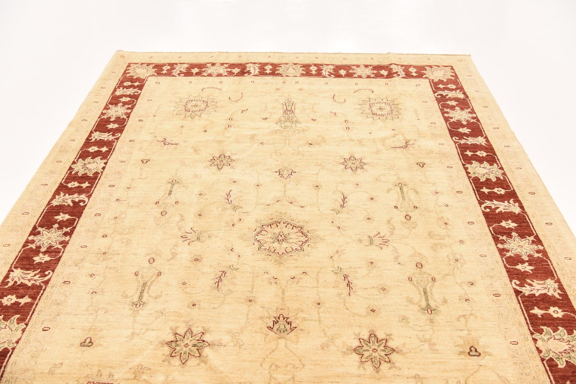 7' x 9' 9 Hand Knotted Peshawar Ziegler Rug