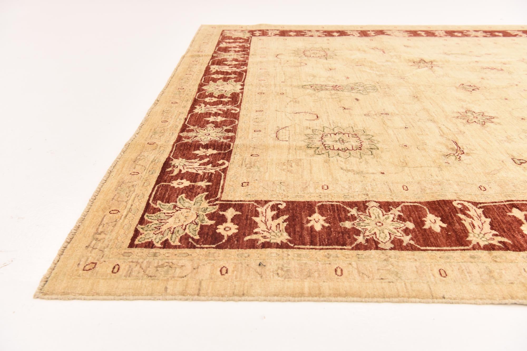7' x 9' 9 Hand Knotted Peshawar Ziegler Rug