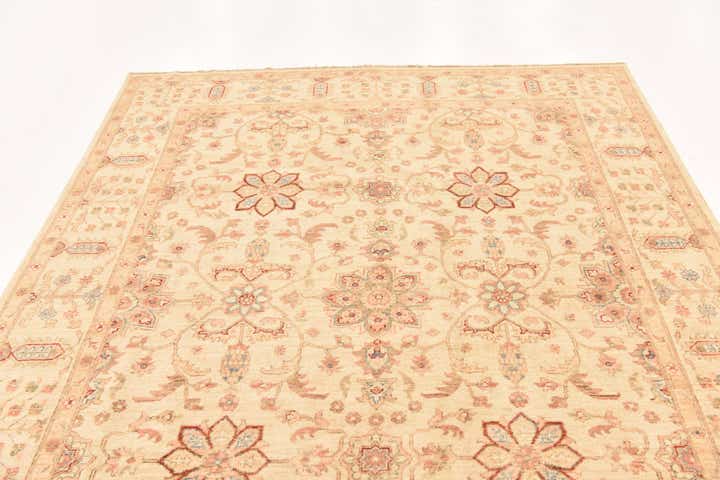 6' 7 x 8' 5 Hand Knotted Peshawar Ziegler Rug