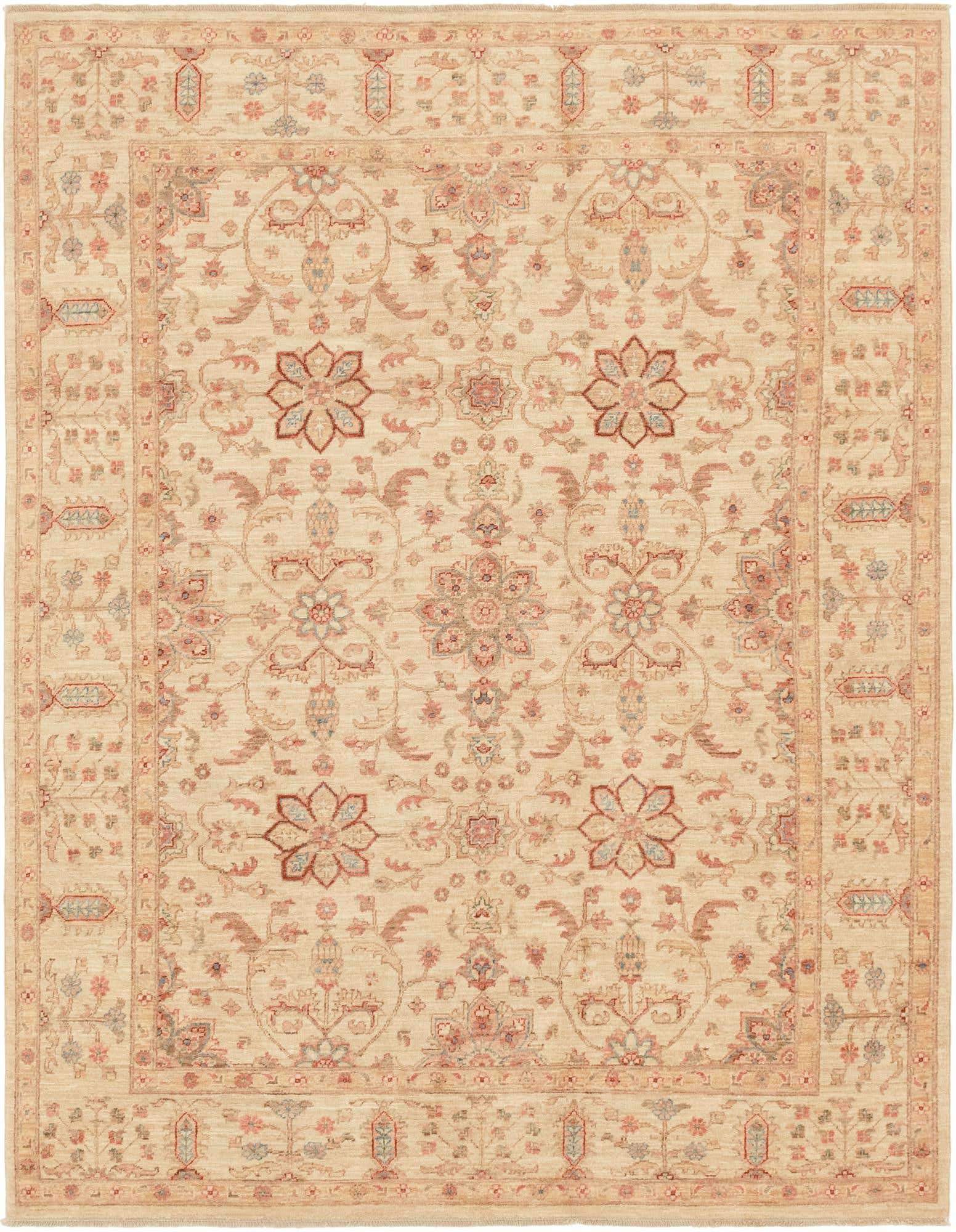 6' 7 x 8' 5 Hand Knotted Peshawar Ziegler Rug