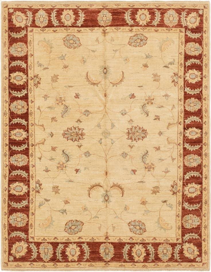 Detail image of 5' 7 x 7' 7 Hand Knotted Peshawar Ziegler Rug