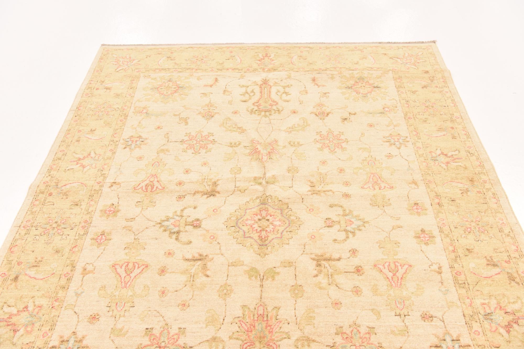 5' 8 x 7' 10 Hand Knotted Peshawar Ziegler Rug