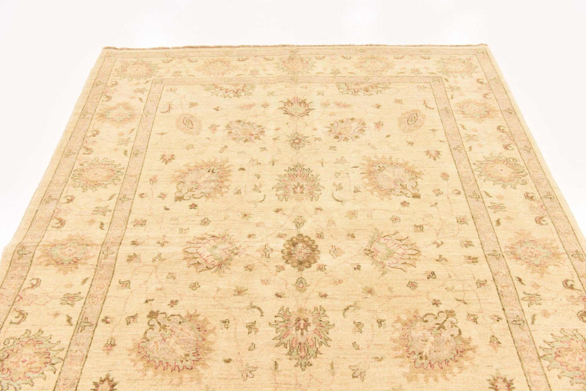 5' 9 x 7' 10 Hand Knotted Peshawar Ziegler Rug
