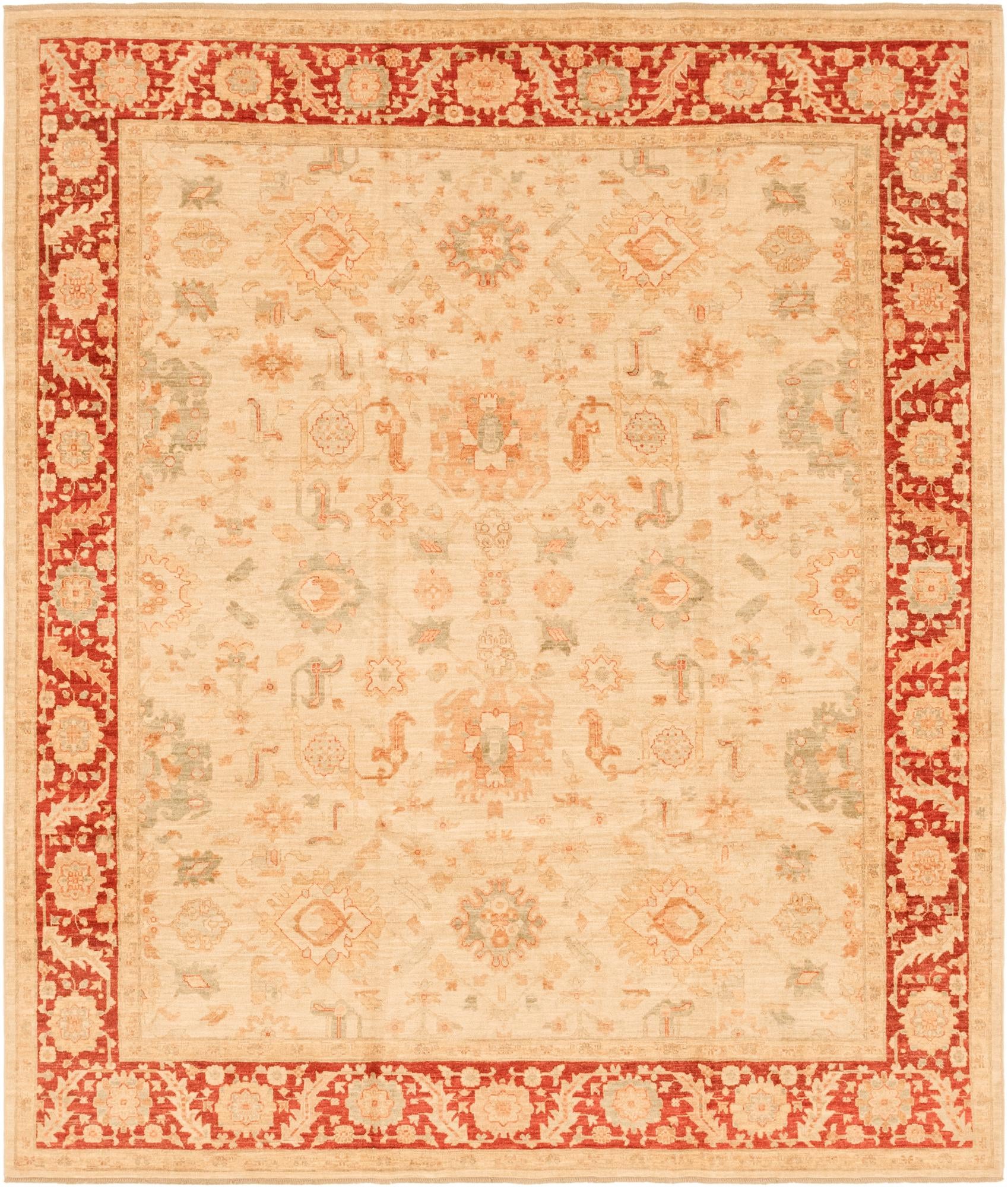 8' 2 x 9' 9 Hand Knotted Peshawar Ziegler Rug