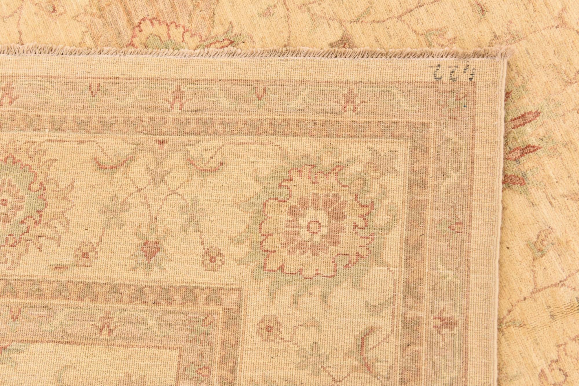 7' x 9' 3 Hand Knotted Peshawar Ziegler Rug