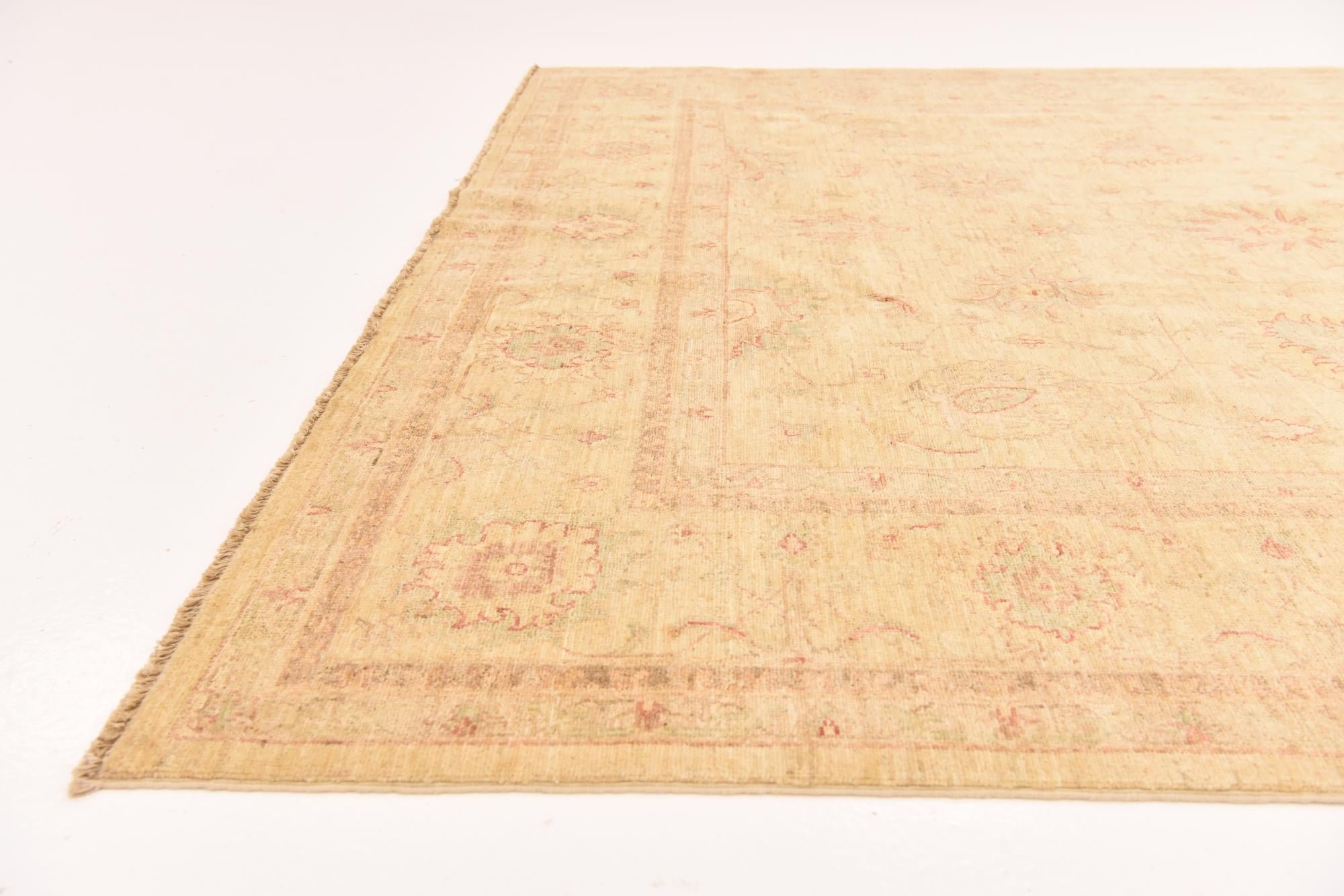7' x 9' 3 Hand Knotted Peshawar Ziegler Rug
