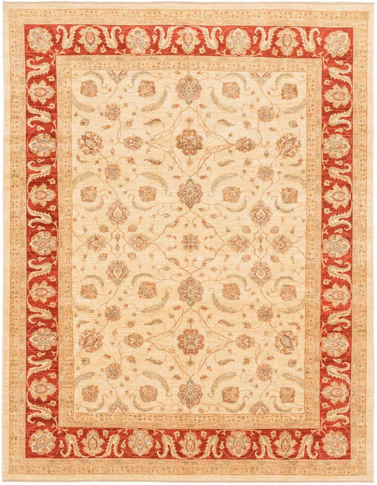 Detail image of 9' 10 x 12' 9 Hand Knotted Peshawar Ziegler Rug