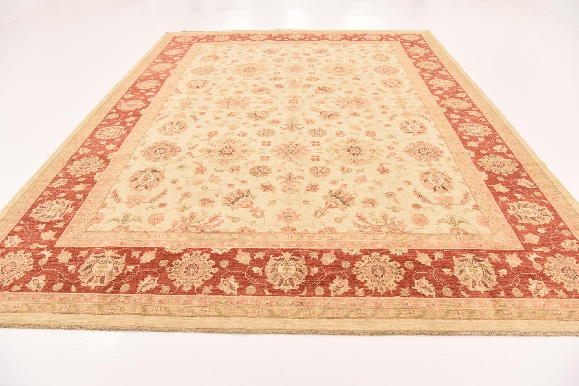 10' x 13' Hand Knotted Peshawar Ziegler Rug
