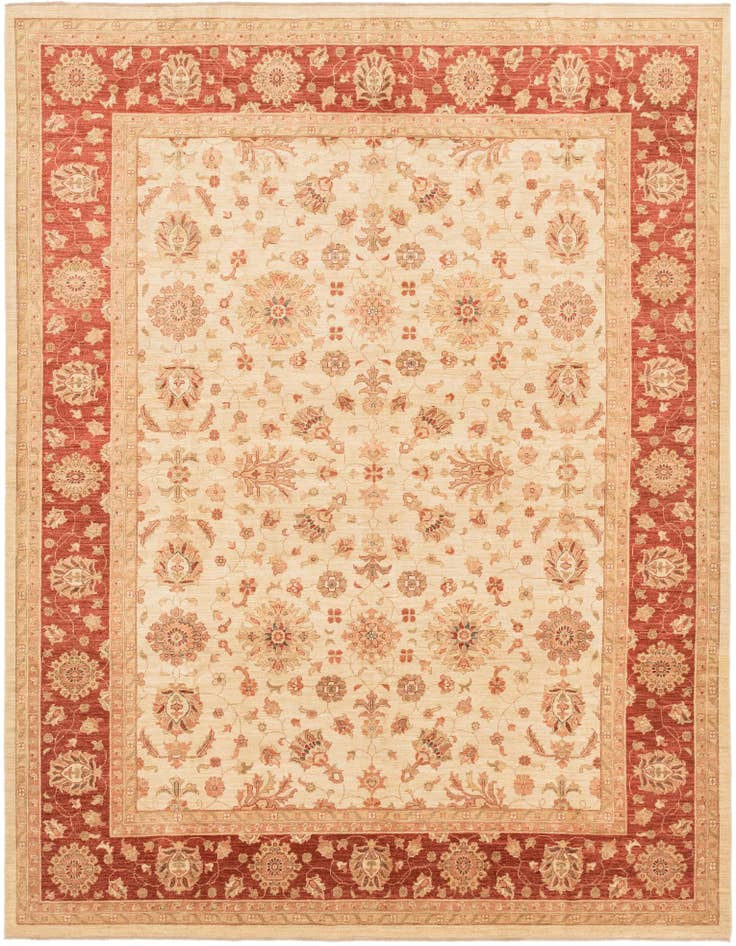 Detail image of 10' x 13' Hand Knotted Peshawar Ziegler Rug