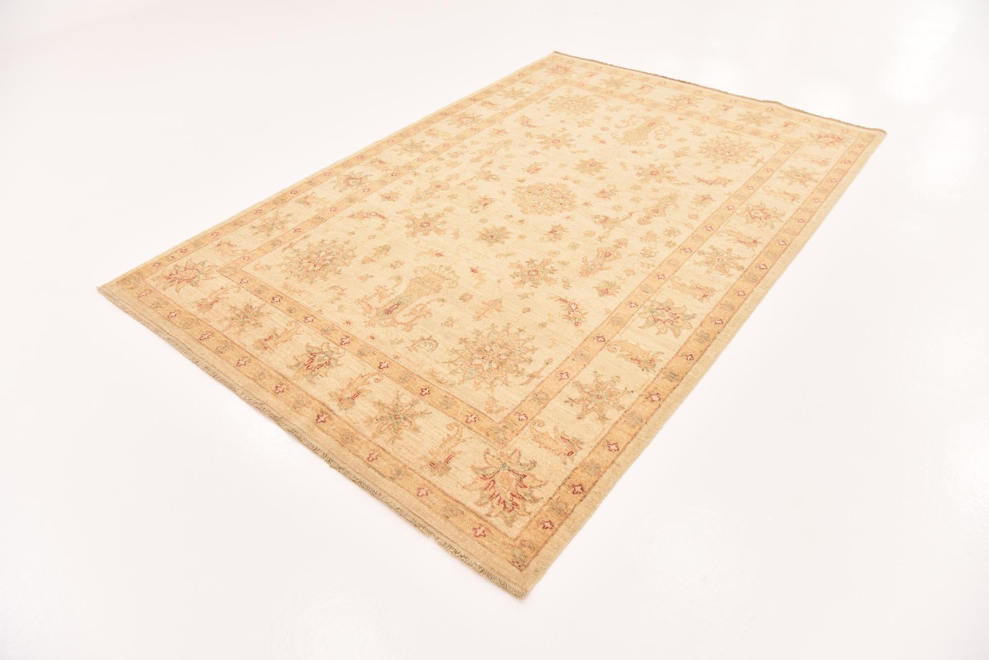 5' 8 x 8' 6 Hand Knotted Peshawar Ziegler Rug