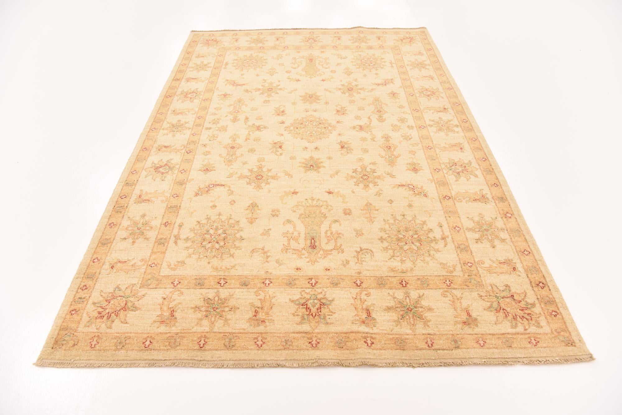5' 8 x 8' 6 Hand Knotted Peshawar Ziegler Rug