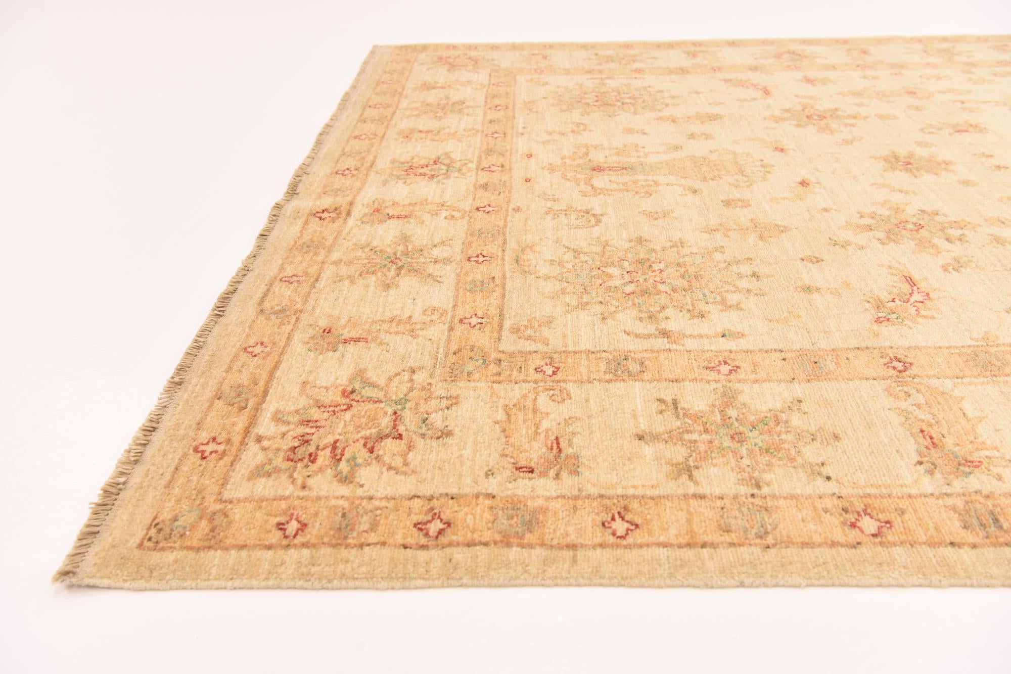 5' 8 x 8' 6 Hand Knotted Peshawar Ziegler Rug