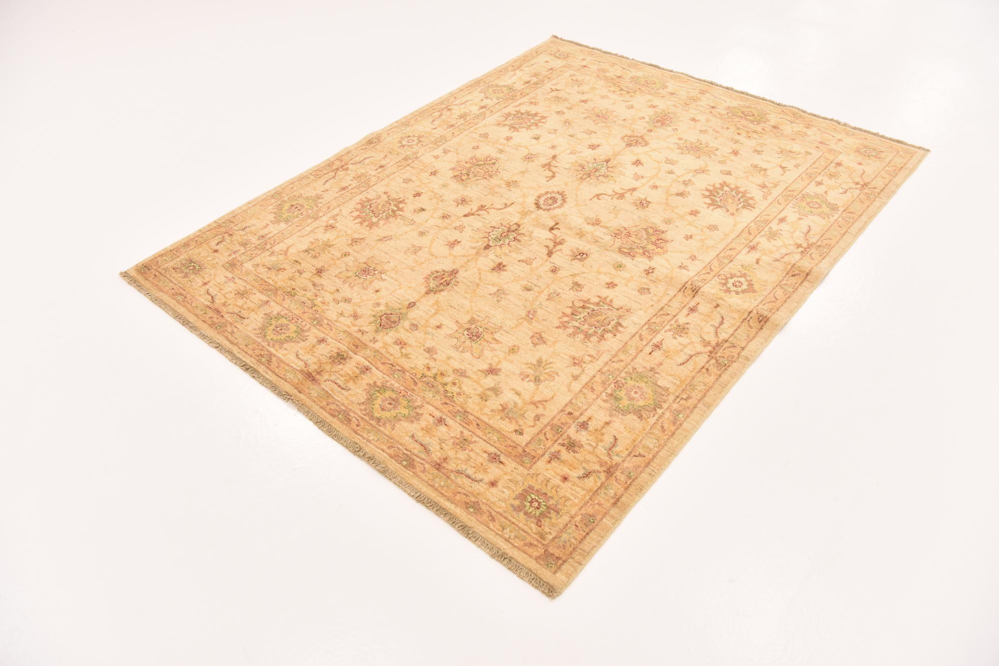 5' x 6' 6 Hand Knotted Peshawar Ziegler Rug