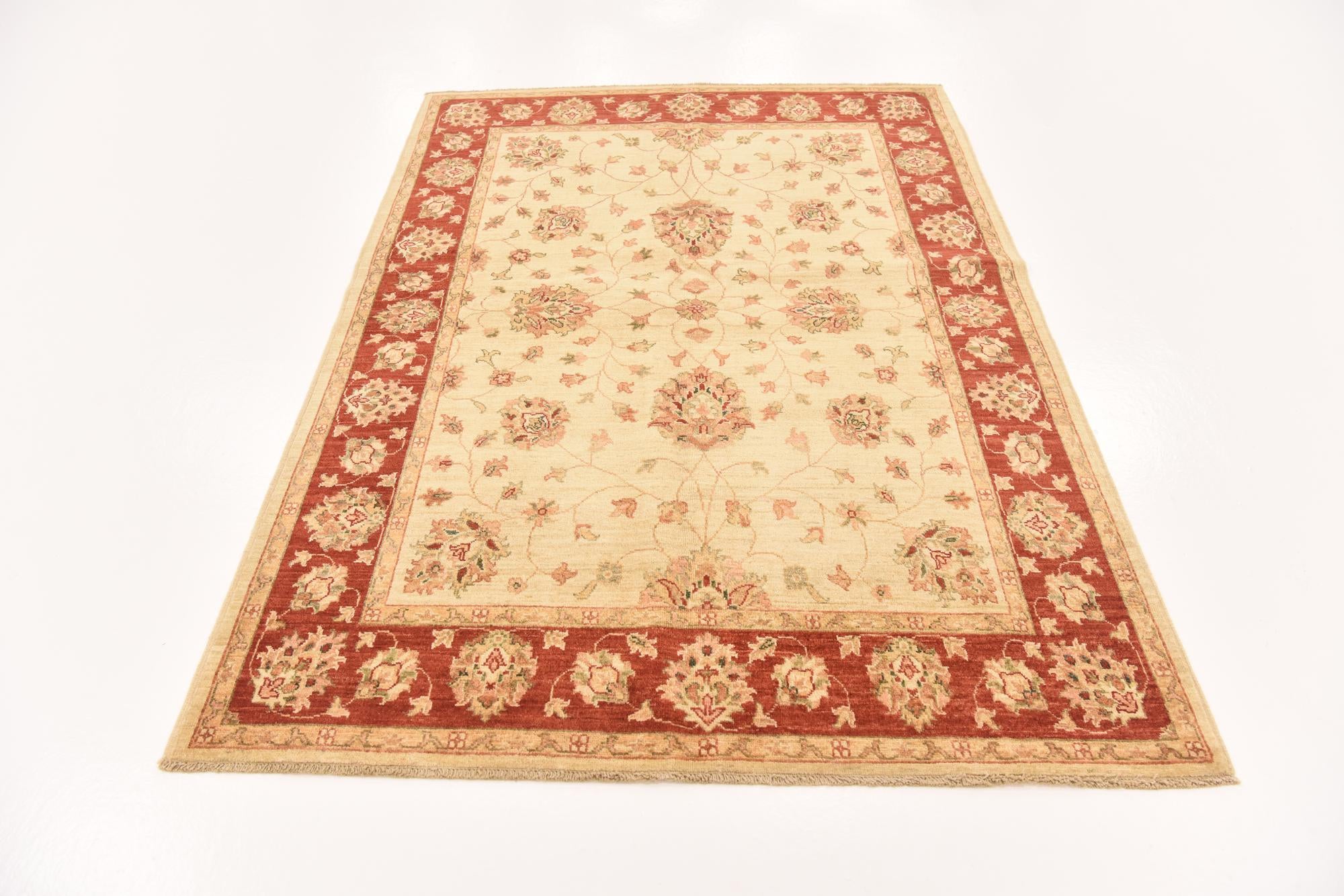 5' x 7' Hand Knotted Peshawar Ziegler Rug