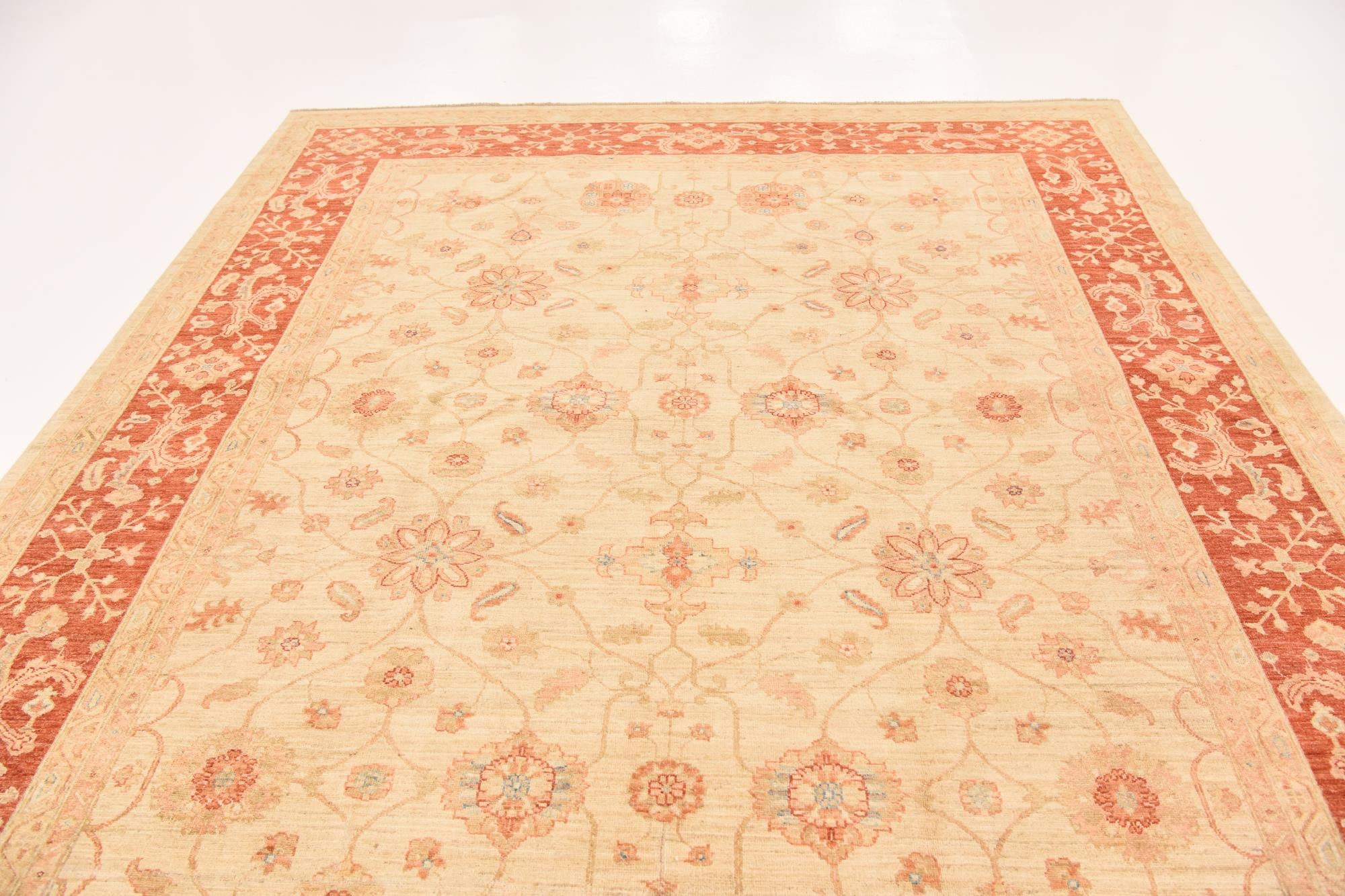 8' 4 x 12' 9 Hand Knotted Peshawar Ziegler Rug