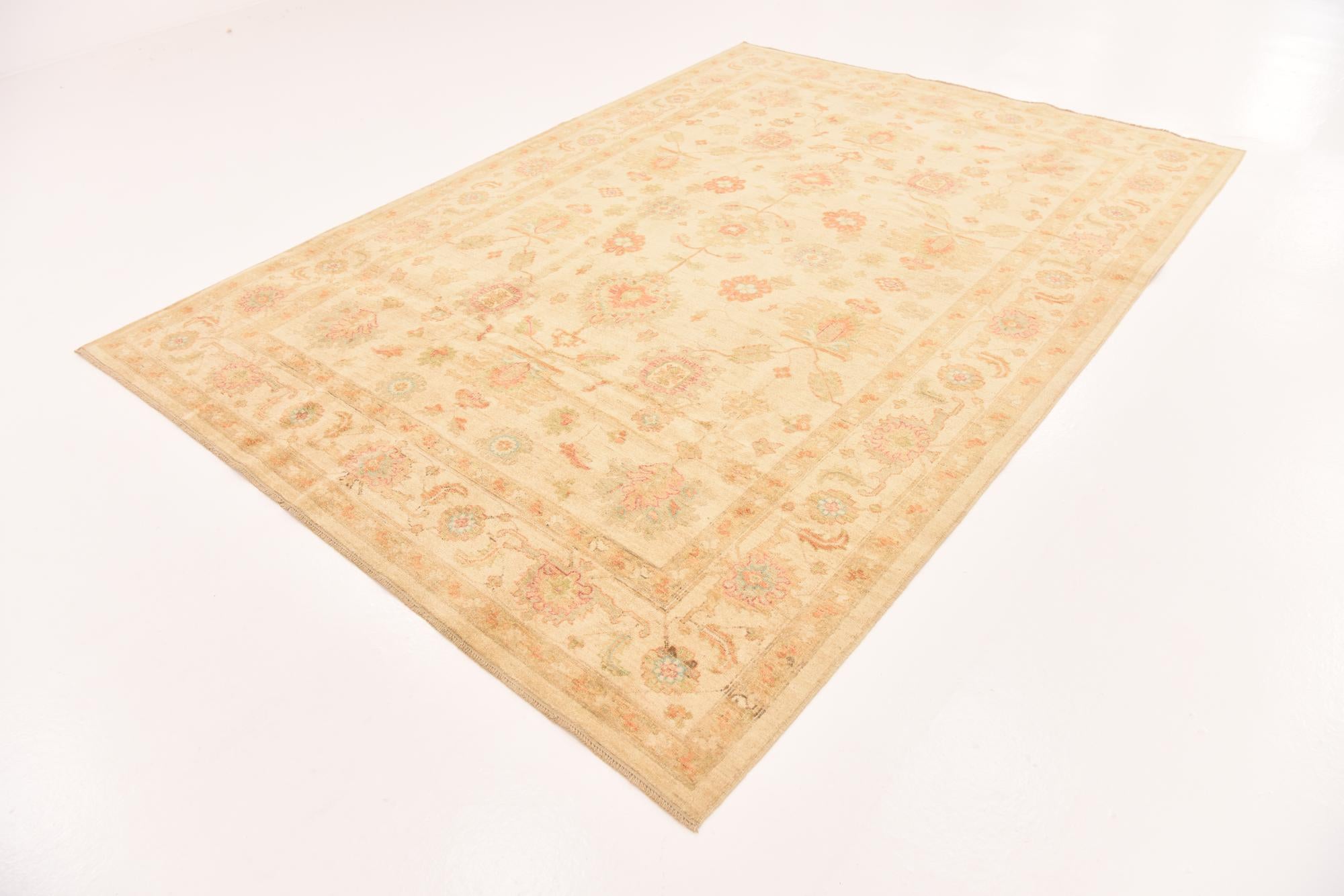 6' 9 x 9' 7 Hand Knotted Peshawar Ziegler Rug