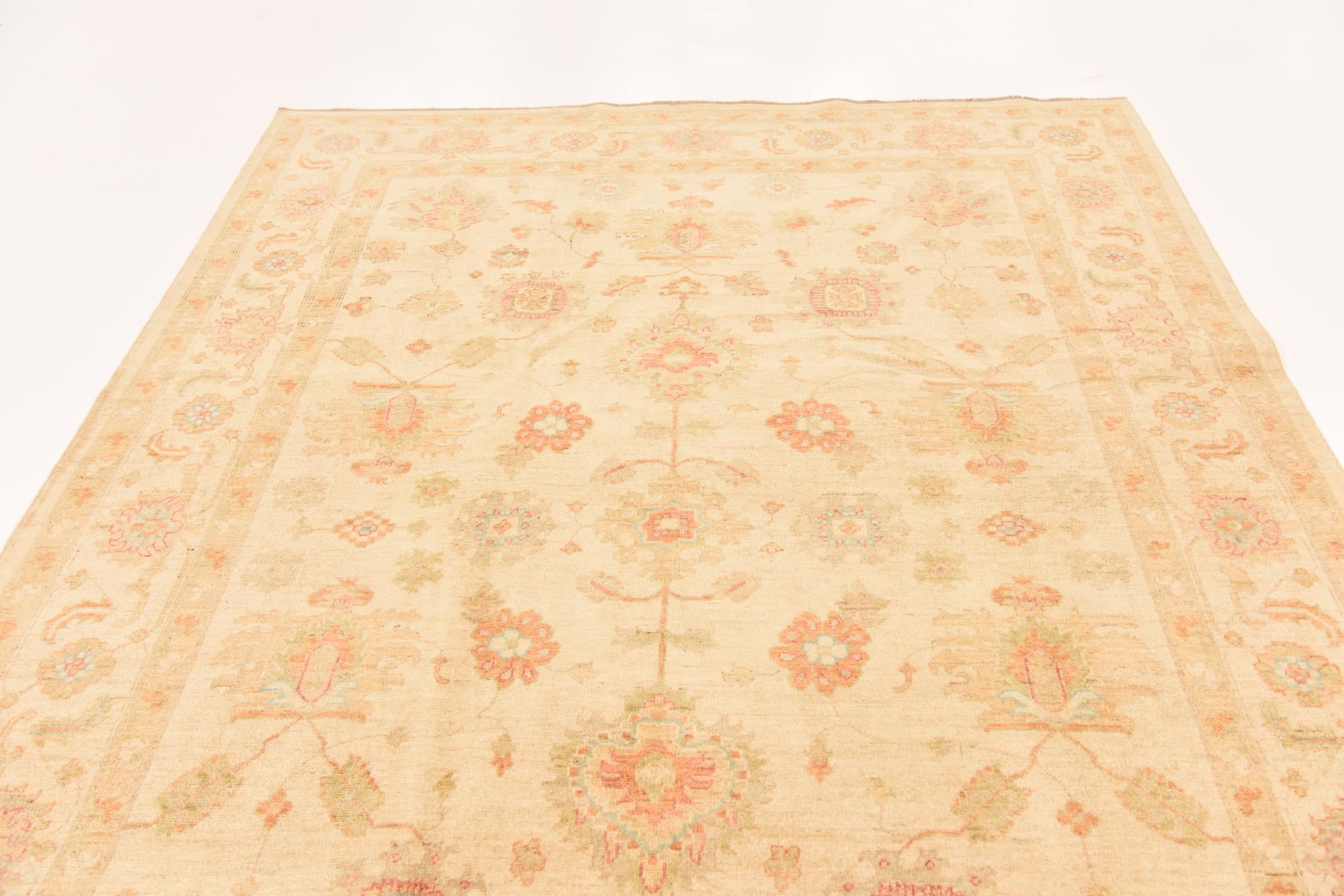 6' 9 x 9' 7 Hand Knotted Peshawar Ziegler Rug