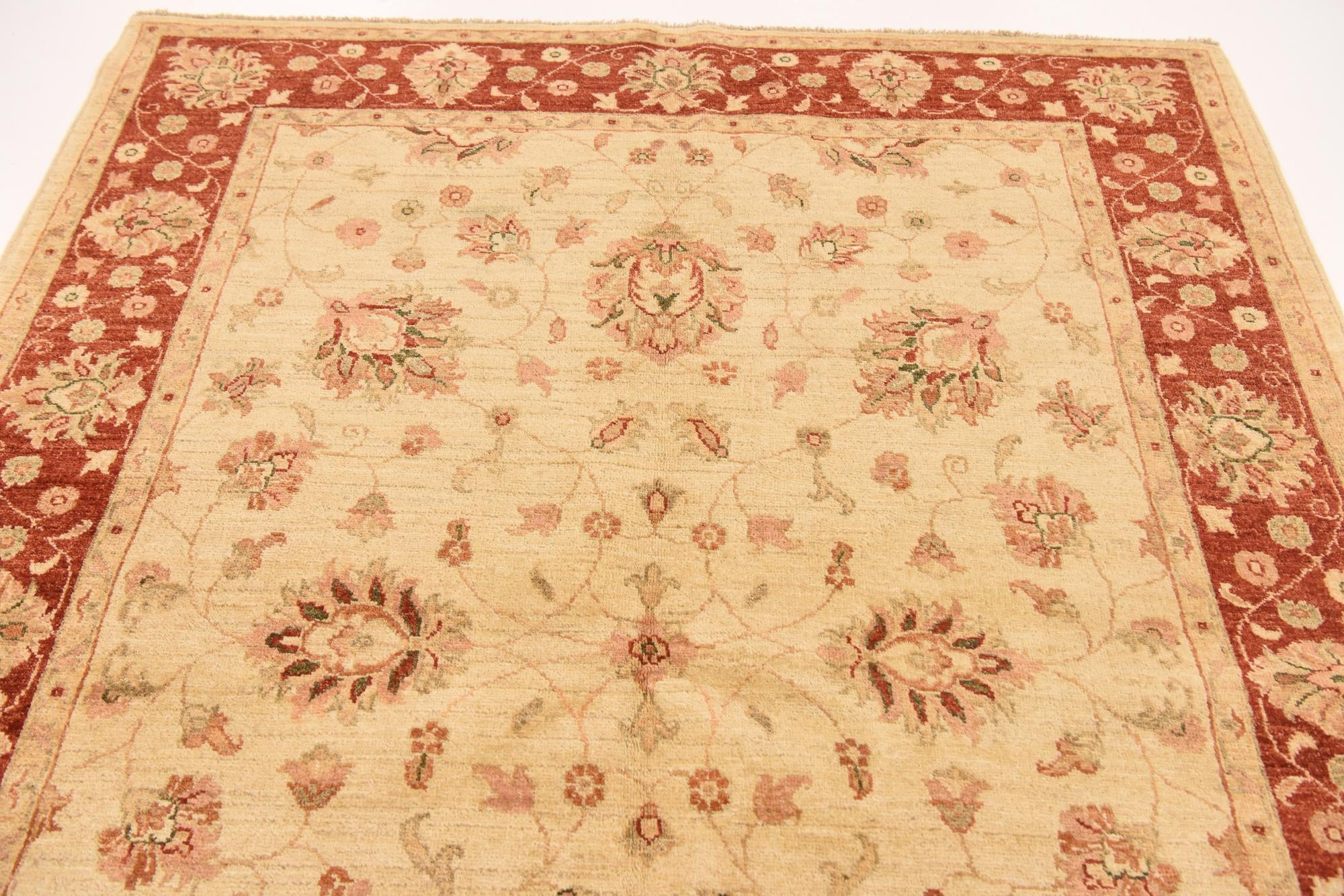5' 2 x 6' 7 Hand Knotted Peshawar Ziegler Rug