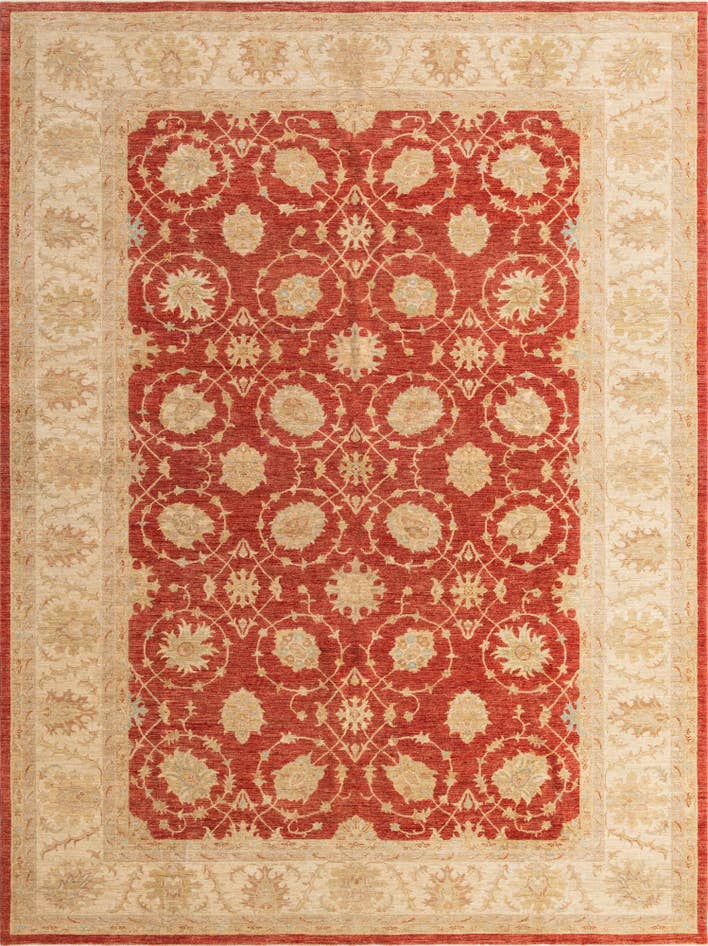 Detail image of 10' x 13' 4 Hand Knotted Peshawar Ziegler Rug