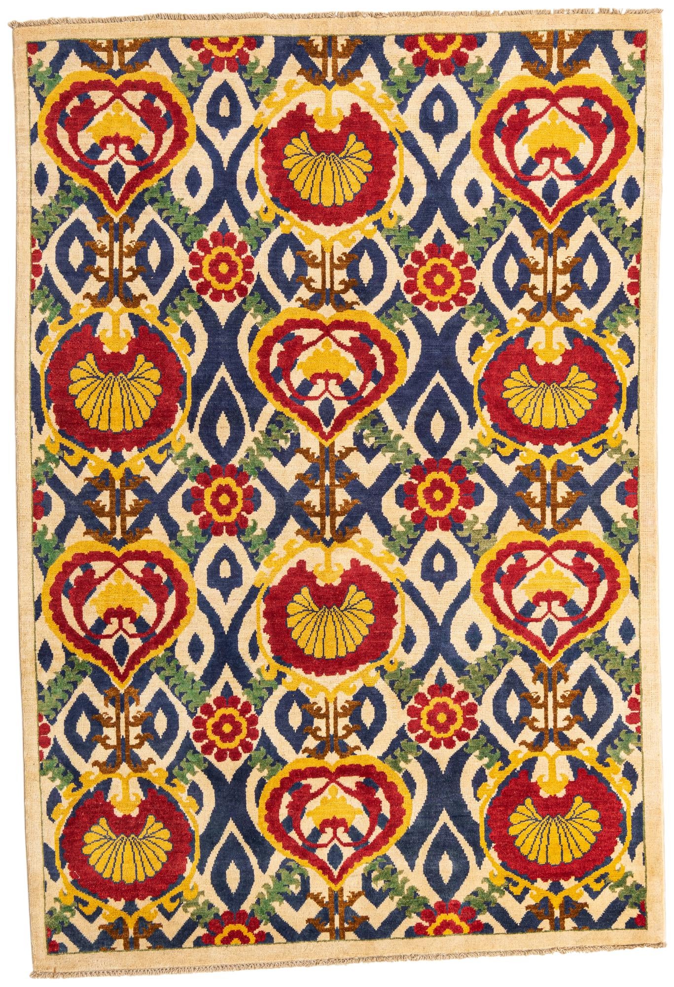 5' x 7' 4 Hand Knotted Peshawar Ziegler Rug