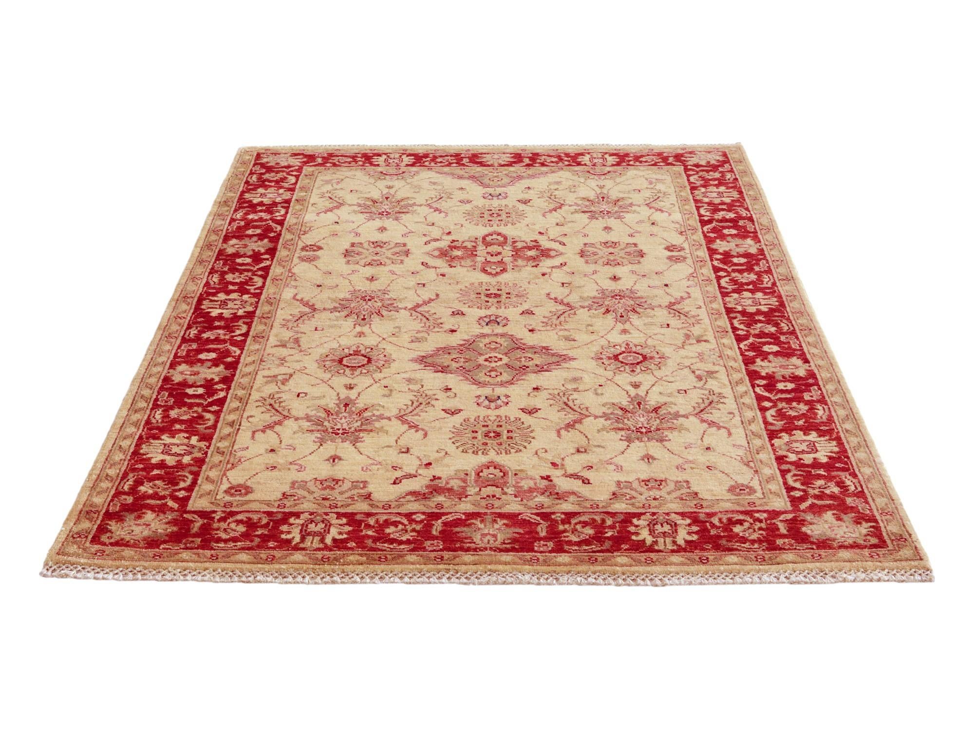 4' x 5' 7 Hand Knotted Peshawar Ziegler Rug