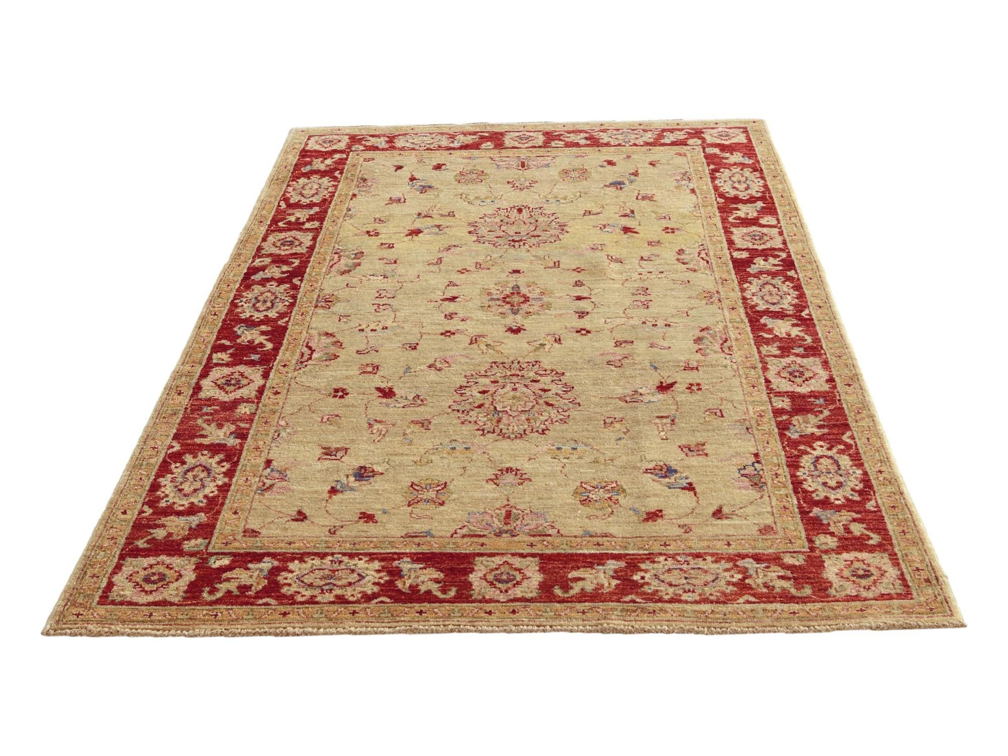 4' x 6' 8 Hand Knotted Peshawar Ziegler Rug