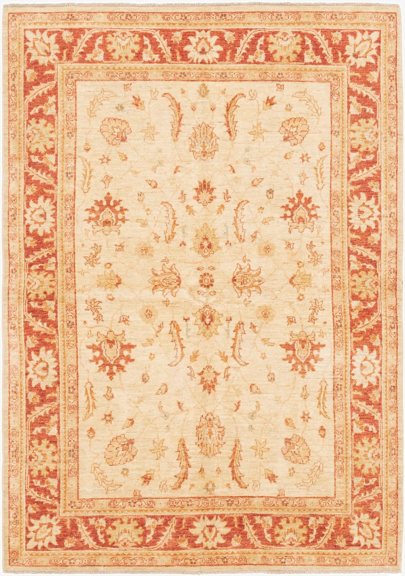 5' 7 x 8'  Hand Knotted Peshawar Ziegler Rug