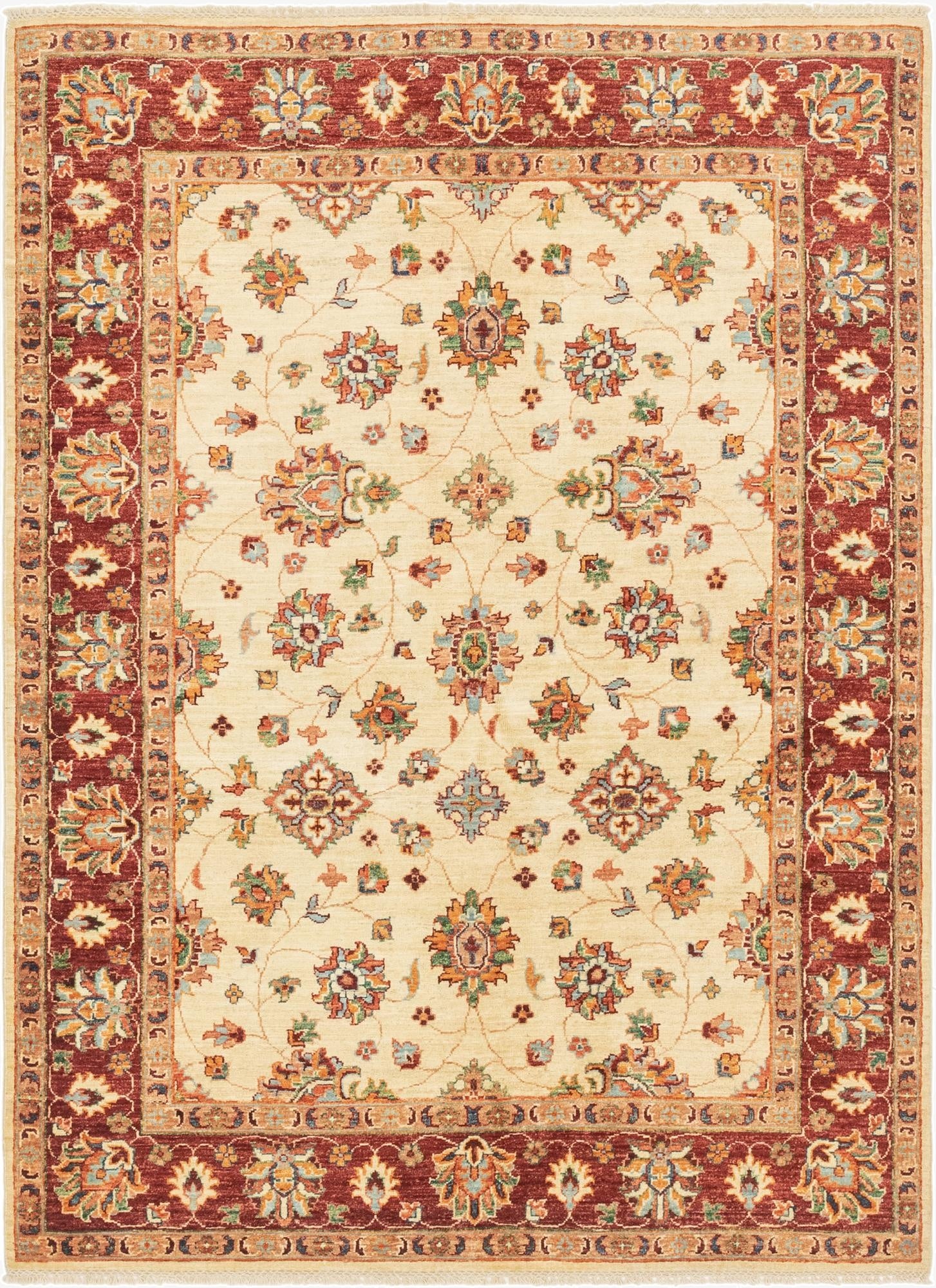 5' 1 x 7'  Hand Knotted Peshawar Ziegler Rug