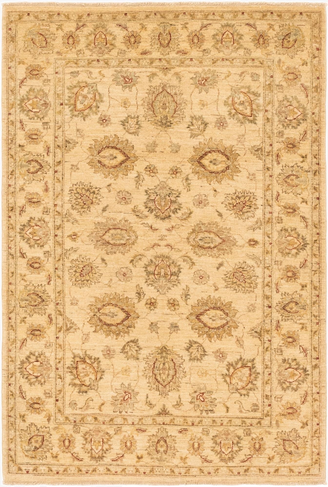 4' 2 x 6' 2  Hand Knotted Peshawar Ziegler Rug