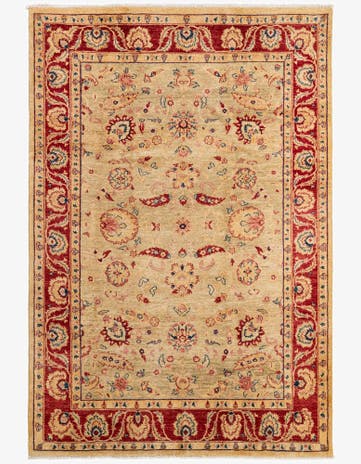 6' 4 x 9' 6 Hand Knotted Peshawar Ziegler Wool Rug