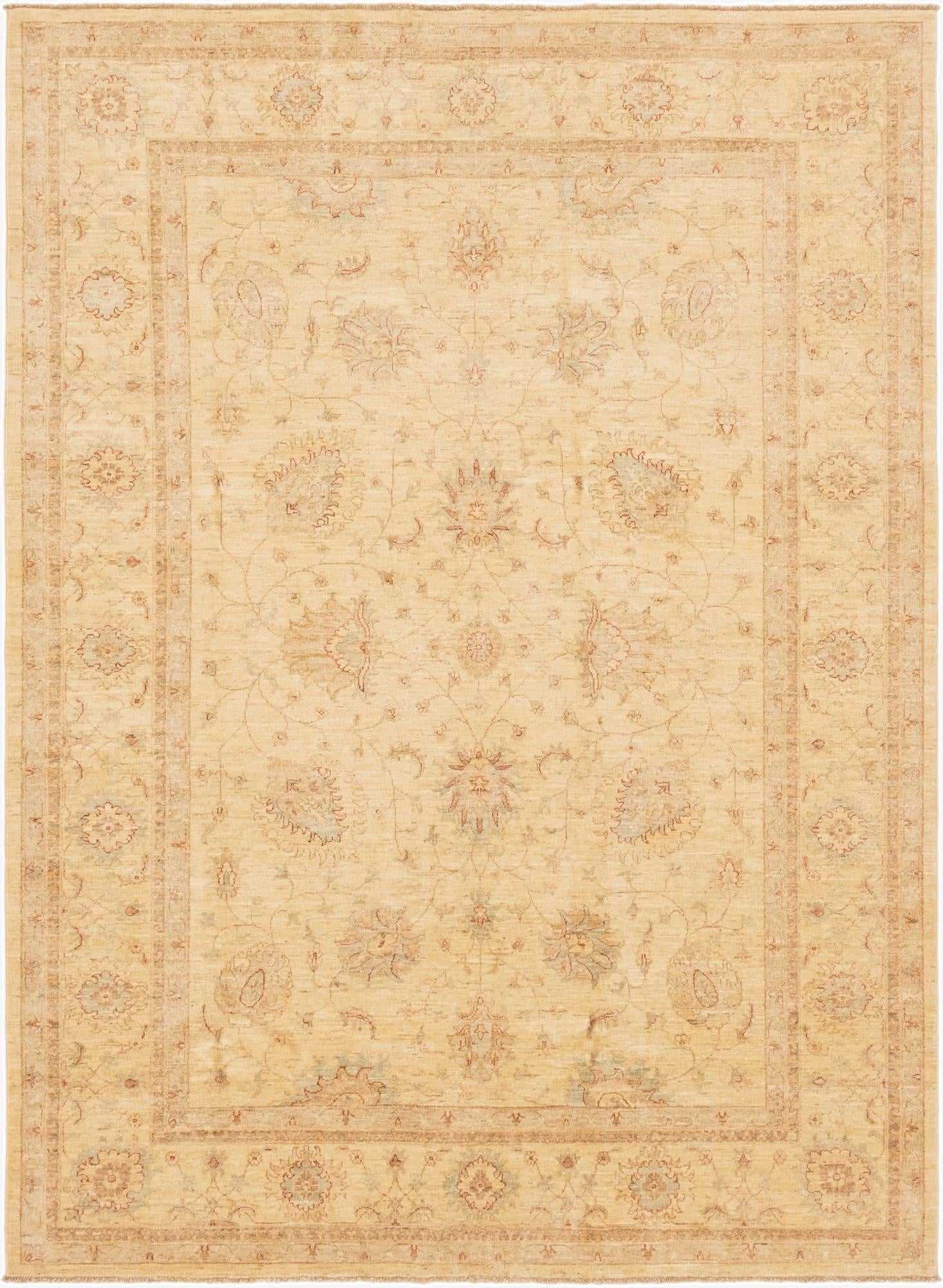 7' x 9' 3  Hand Knotted Peshawar Ziegler Rug