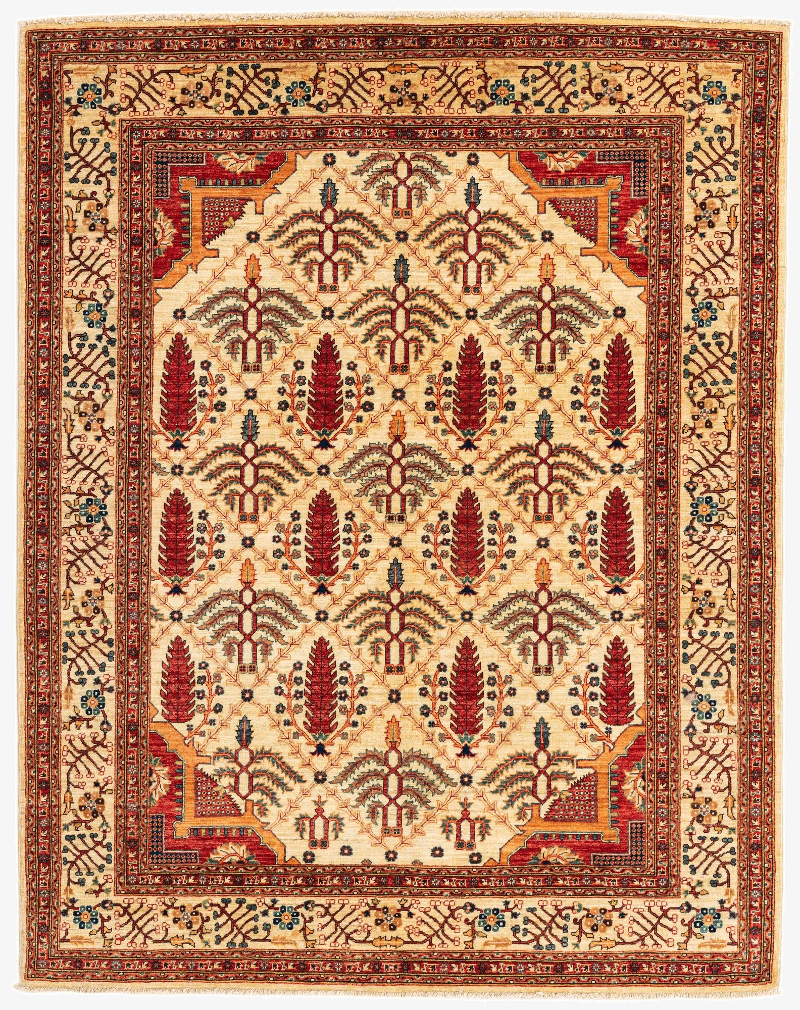 5' 2 x 6' 6  Hand Knotted Peshawar Ziegler Oriental Rug