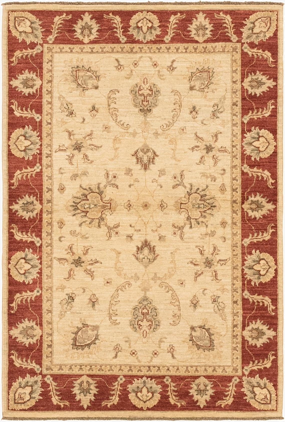 3' 3 x 4' 11  Hand Knotted Peshawar Ziegler Rug