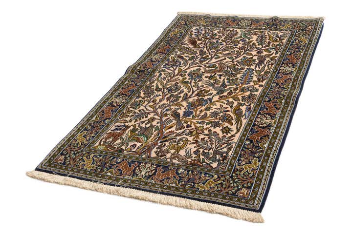 3' 4 x 5' 7 Hand Knotted Qom Persian Rug