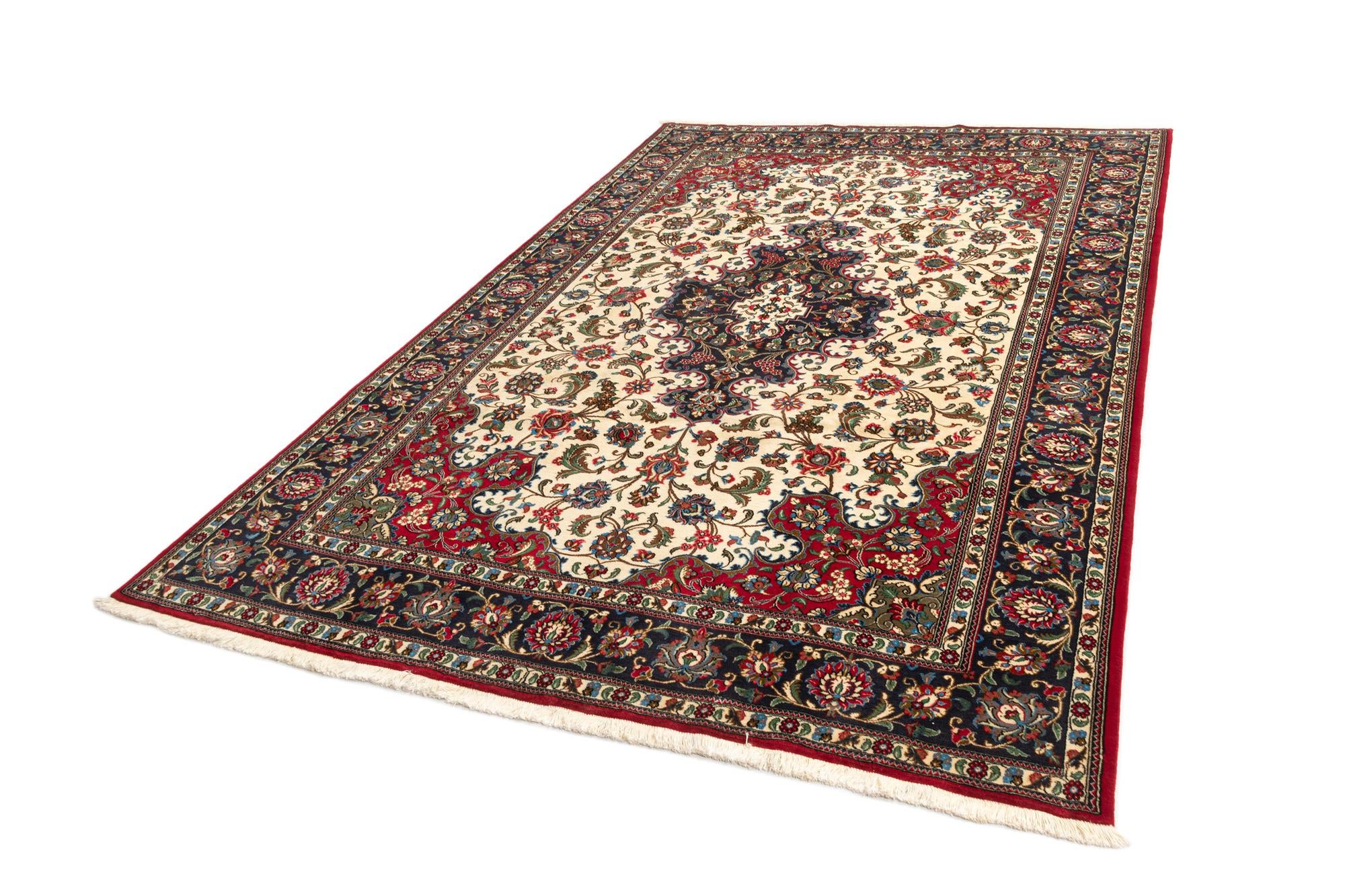 6' 7 x 9' 7 Hand Knotted Qom Persian Rug