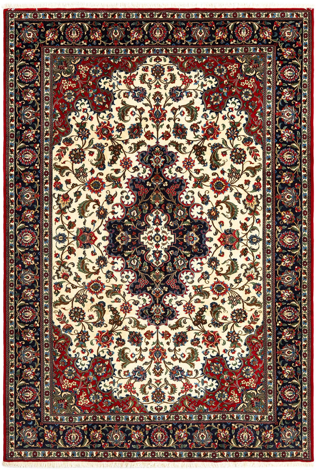 6' 7 x 9' 7 Hand Knotted Qom Persian Rug