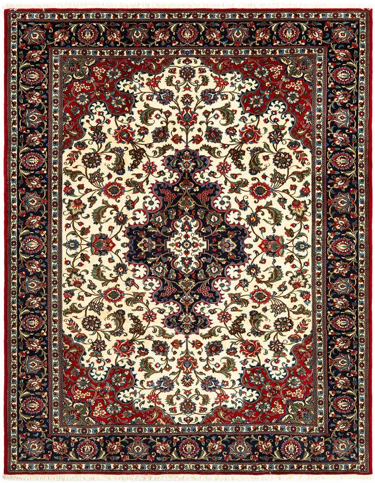 Detail image of 6' 7 x 9' 7 Hand Knotted Qom Persian Rug