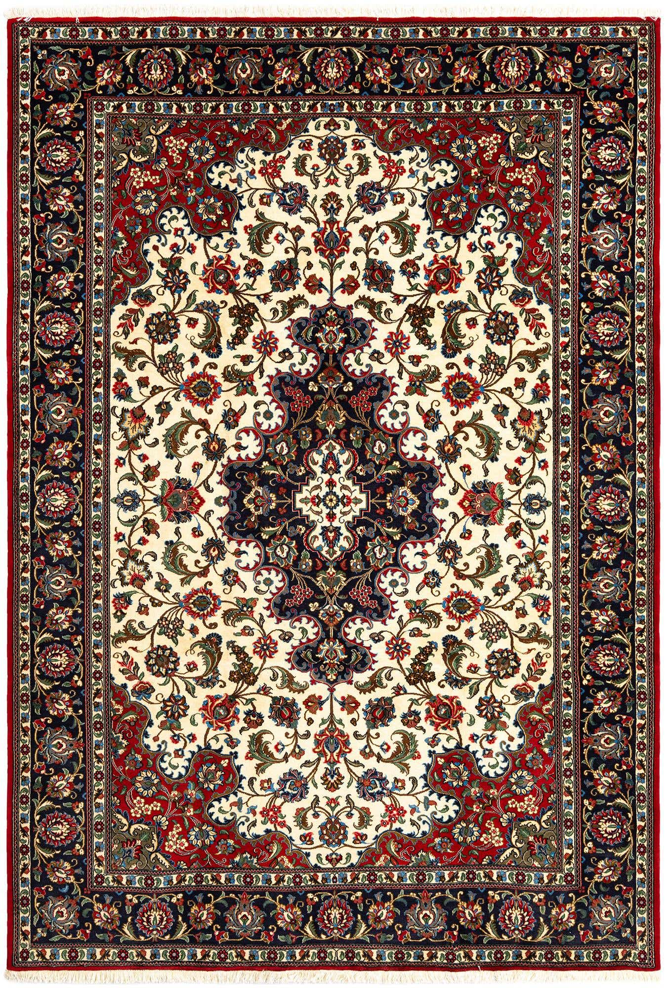 6' 7 x 9' 7 Hand Knotted Qom Persian Rug