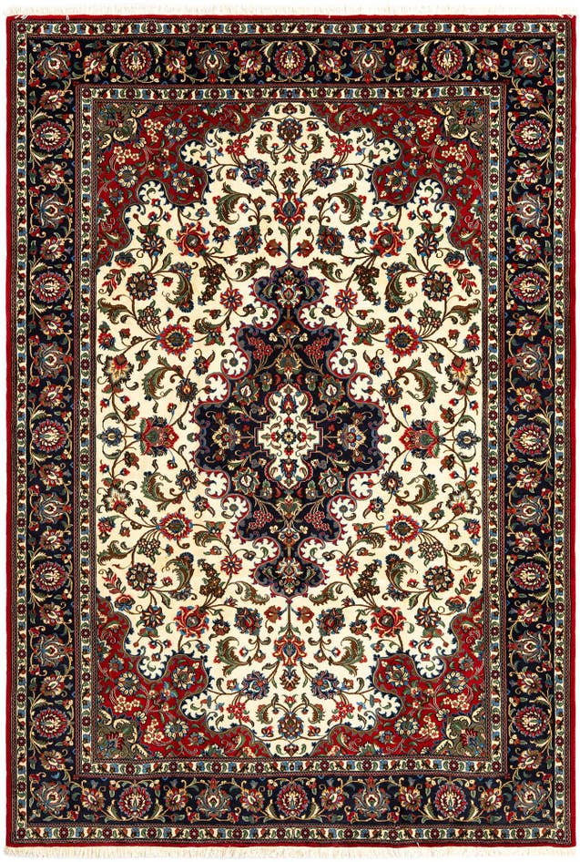 Detail image of 6' 7 x 9' 7 Hand Knotted Qom Persian Rug
