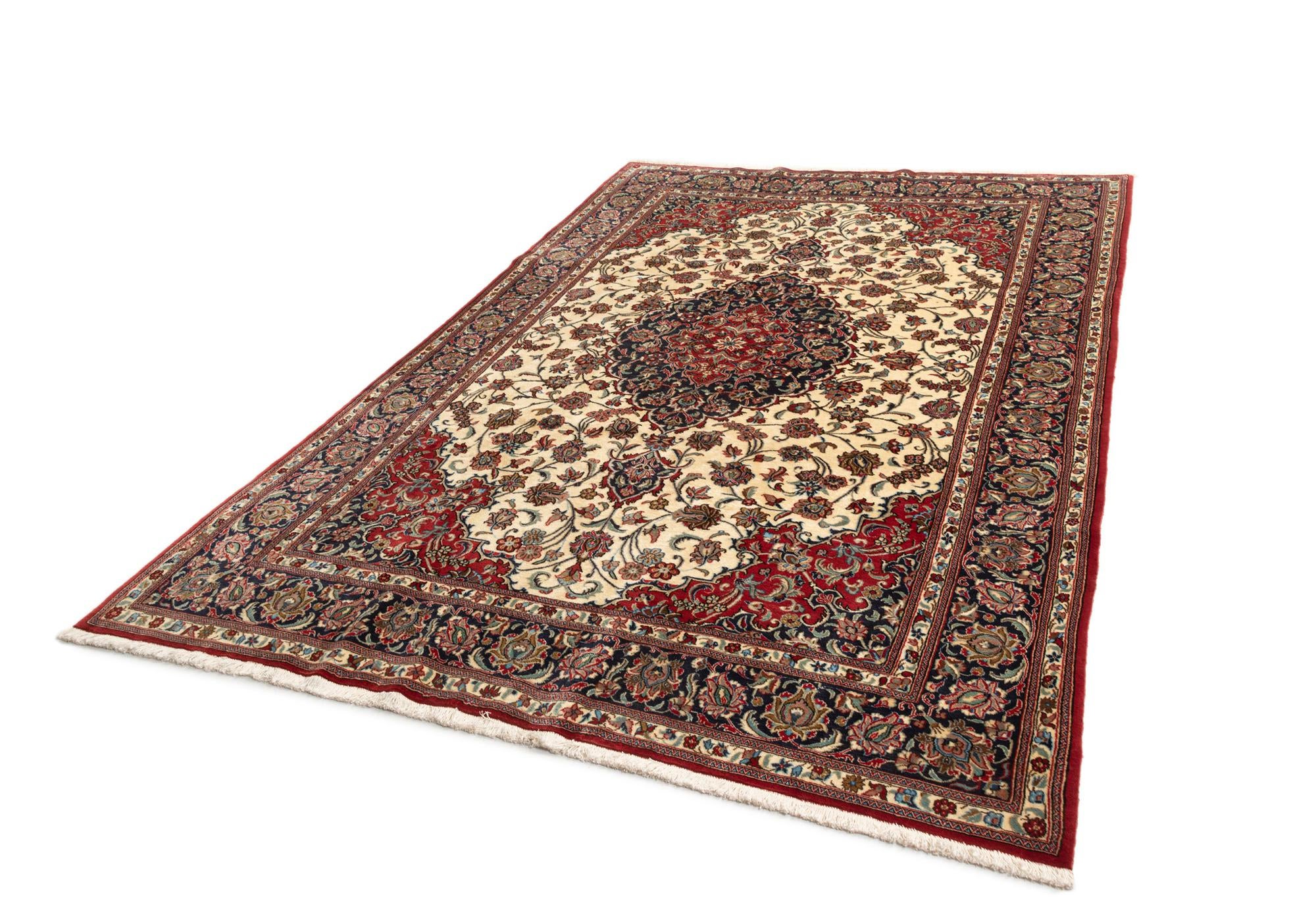 6' 4 x 9' 9 Hand Knotted Qom Persian Rug